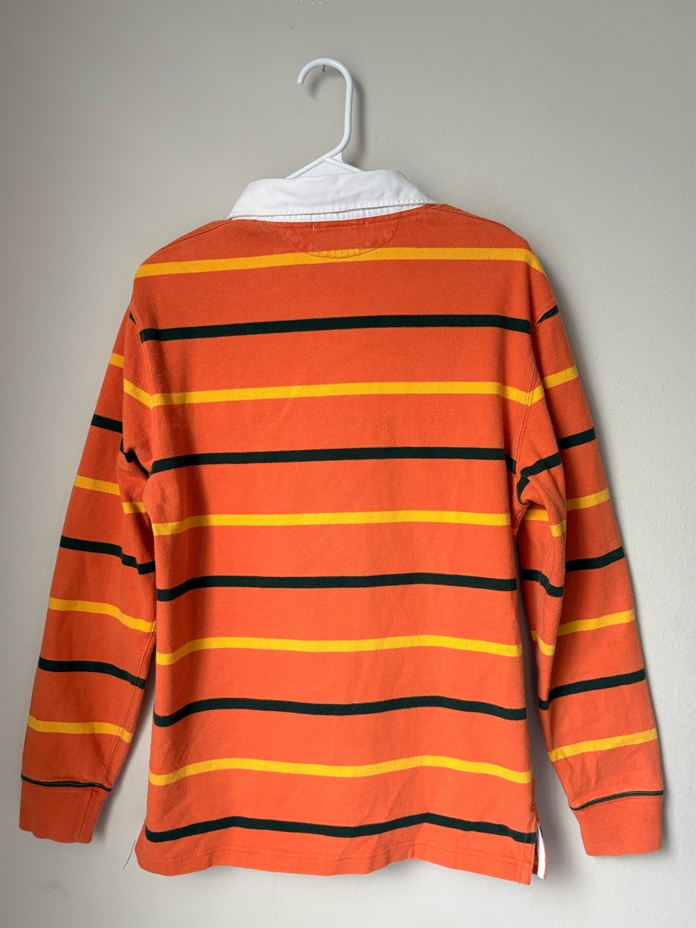 Vintage Polo Ralph Lauren BlackFW07 Lion Crest Rugby Shirt M Orange Stripe Men - Picture 2 of 16
